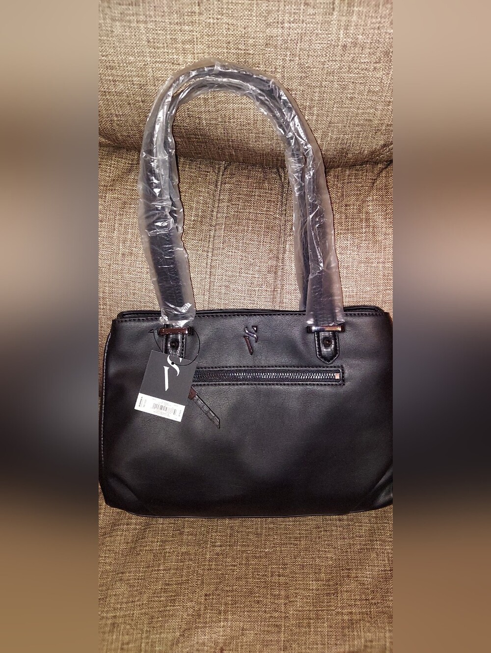 Simply Vera Vera Wang Black Satchel with Front Zip Pocket
